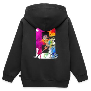 NUMMER 6 EISHOCKEY 6. GEBURTSTAG - Kinder Premium Organic Zip Hoodie - Schwarz - Hinten - AI Model Kid Male (0cm)