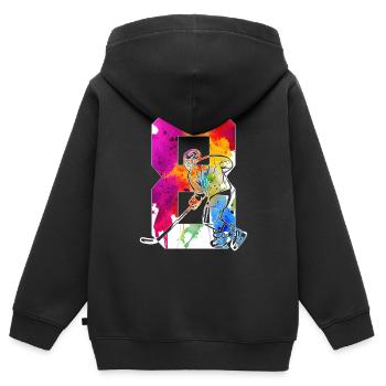 NUMMER 8 EISHOCKEY 8. GEBURTSTAG - Kinder Premium Organic Zip Hoodie - Schwarz - Hinten - AI Model Kid Male (0cm)