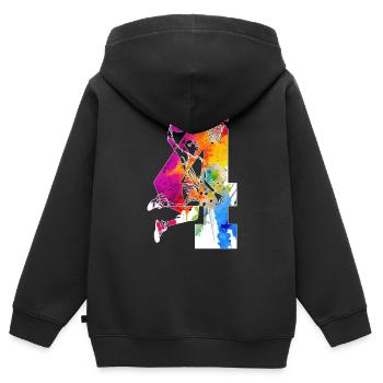 4. GEBURTSTAG BASKETBALL NUMMER 4 - Kinder Premium Organic Zip Hoodie - Schwarz - Hinten - AI Model Kid Male (0cm)
