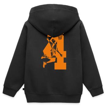 NUMMER 4 BASKETBALL 4. GEBURTSTAG - Kinder Premium Organic Zip Hoodie - Schwarz - Hinten - AI Model Kid Male (0cm)