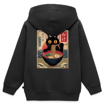 Kawaii Katze Ramen Nudeln Anime Katze - Kinder Premium Organic Zip Hoodie - Schwarz - Hinten - AI Model Kid Male (0cm)