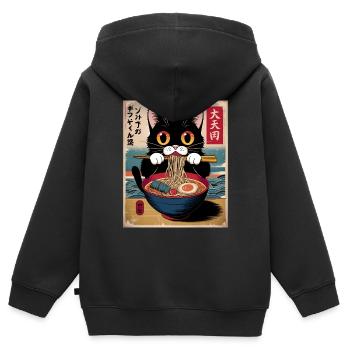 Kawaii Katze Ramen Nudeln Anime Katze - Kinder Premium Organic Zip Hoodie - Schwarz - Hinten - AI Model Kid Male (0cm)