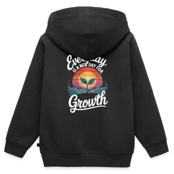 Jeder Tag bringt neues Wachstum - Kinder Premium Organic Zip Hoodie - Schwarz - Hinten - AI Model Kid Male (0cm)