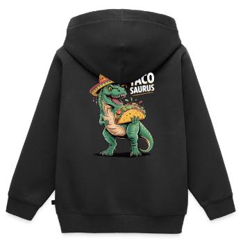 Taco rencontre dino - Sweat Premium à capuche zippé enfant bio - noir - Dos - AI Model Kid Male (0cm)