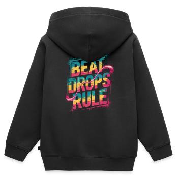 Beat Drops Rule - Musik regiert den Moment - Kinder Premium Organic Zip Hoodie - Schwarz - Hinten - AI Model Kid Male (0cm)