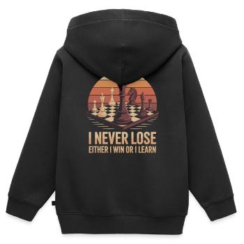 Échecs : victoire ou leçon - Sweat Premium à capuche zippé enfant bio - noir - Dos - AI Model Kid Male (0cm)