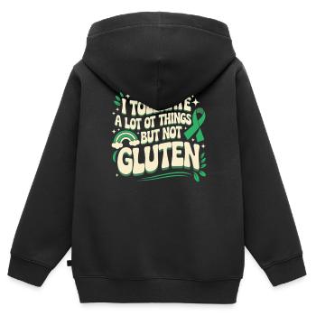 No gluten, no problem - Gluten-free with style - Kids Premium Organic Zip-up Hoodie - black - Back - AI Model Kid Male (0cm)