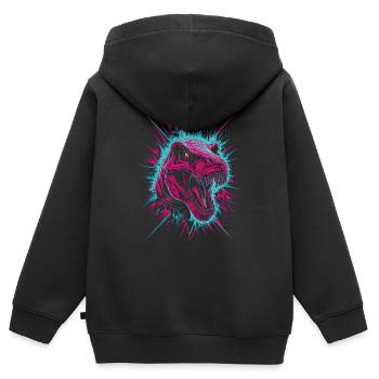 Neon Dino - La préhistoire rencontre le futur - Sweat Premium à capuche zippé enfant bio - noir - Dos - AI Model Kid Male (0cm)