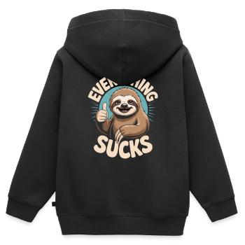 Everything Sucks - Chemise Funny Sloth - Sweat Premium à capuche zippé enfant bio - noir - Dos - AI Model Kid Male (0cm)