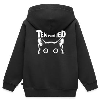 T-shirt chat panique - Sweat Premium à capuche zippé enfant bio - noir - Dos - AI Model Kid Male (0cm)