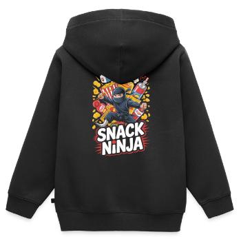 Snack Ninja T-Shirt - Sweat Premium à capuche zippé enfant bio - noir - Dos - AI Model Kid Male (0cm)