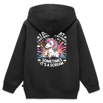 Drôle de Licorne Pet Chemise - Licorne avec dicton - Sweat Premium à capuche zippé enfant bio - noir - Dos - AI Model Kid Male (0cm)