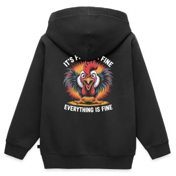 Chemise de poulet Funny Chaos - Sweat Premium à capuche zippé enfant bio - noir - Dos - AI Model Kid Male (0cm)