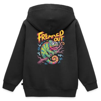 Chemise caméléon flippée - Sweat Premium à capuche zippé enfant bio - noir - Dos - AI Model Kid Male (0cm)