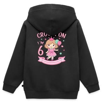 6th Birthday Girl Princess Crown On I´m 6 Years - Kinder Premium Organic Zip Hoodie - Schwarz - Hinten - AI Model Kid Male (0cm)