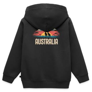 L’Australie avec des kangourous dans l’outback - Sweat Premium à capuche zippé enfant bio - noir - Dos - AI Model Kid Male (0cm)