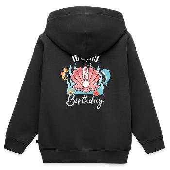 8th Birthday Girl Mermaid Shell It`s My 8 Years - Kinder Premium Organic Zip Hoodie - Schwarz - Hinten - AI Model Kid Male (0cm)