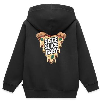 Slice Slice Baby Pizza Shirt - Kinder Premium Organic Zip Hoodie - Schwarz - Hinten - AI Model Kid Male (0cm)