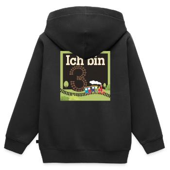 Ich bin 3 Zug Eisenbahn 3. Geburtstag - Kinder Premium Organic Zip Hoodie - Schwarz - Hinten - AI Model Kid Male (0cm)