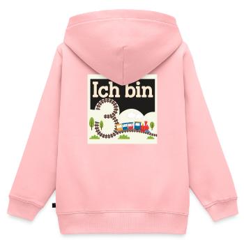 Ich bin 3 Zug Eisenbahn 3. Geburtstag - Kinder Premium Organic Zip Hoodie - Rosa - Hinten - AI Model Kid Female (0cm)