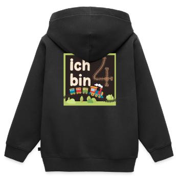 Ich bin 4 Zug Eisenbahn 4. Geburtstag - Kinder Premium Organic Zip Hoodie - Schwarz - Hinten - AI Model Kid Male (0cm)