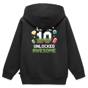 Chemise gamer 10e anniversaire - Sweat Premium à capuche zippé enfant bio - noir - Dos - AI Model Kid Male (0cm)