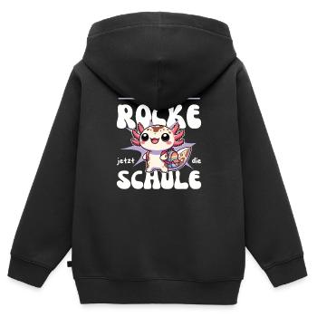 I'm rocking the school now axolotl enrollment - Kids Premium Organic Zip-up Hoodie - black - Back - AI Model Kid Male (0cm)
