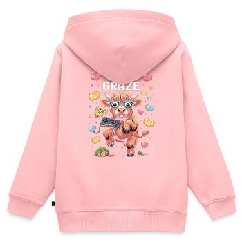 Gamer-Kuh im Pixel-Fieber - Kinder Premium Organic Zip Hoodie - Rosa - Hinten - AI Model Kid Female (0cm)