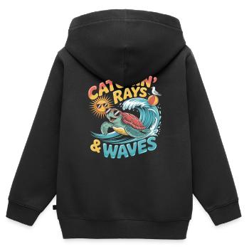 Surfing Turtle – Good Mood Summer Motif - Kids Premium Organic Zip-up Hoodie - black - Back - AI Model Kid Male (0cm)
