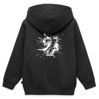 7. Geburtstag 7 Jahre Fußball Fußballspieler - Kinder Premium Organic Zip Hoodie - Schwarz - Hinten - AI Model Kid Male (0cm)