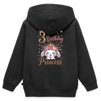 3. Geburtstag Prinzessin Häschen T-Shirt - Kinder Premium Organic Zip Hoodie - Schwarz - Hinten - AI Model Kid Male (0cm)