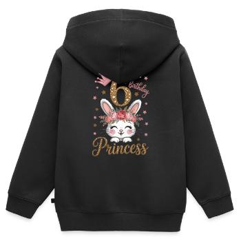 6. Geburtstag Prinzessin Häschen - Kinder Premium Organic Zip Hoodie - Schwarz - Hinten - AI Model Kid Male (0cm)