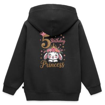 Geburtstags-Shirt Häschen 5 Jahre - Kinder Premium Organic Zip Hoodie - Schwarz - Hinten - AI Model Kid Male (0cm)
