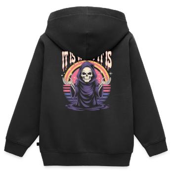 Grim Reaper Chemise Rétro Dicton - Sweat Premium à capuche zippé enfant bio - noir - Dos - AI Model Kid Male (0cm)