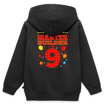 Master Builder 9 Years Old Block Building 9th BDay - Kinder Premium Organic Zip Hoodie - Schwarz - Hinten - AI Model Kid Male (0cm)