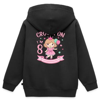 8th Birthday Girl Princess Crown On I´m 8 Years - Kinder Premium Organic Zip Hoodie - Schwarz - Hinten - AI Model Kid Male (0cm)