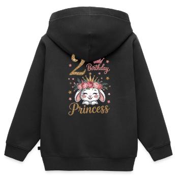 Chemise d’anniversaire fille 2 ans princesse - Sweat Premium à capuche zippé enfant bio - noir - Dos - AI Model Kid Male (0cm)
