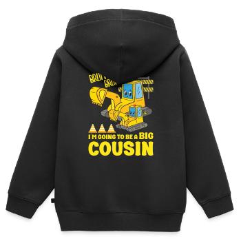 Excavator Child Ready Going To Be A Big Cousin - Kinder Premium Organic Zip Hoodie - Schwarz - Hinten - AI Model Kid Male (0cm)