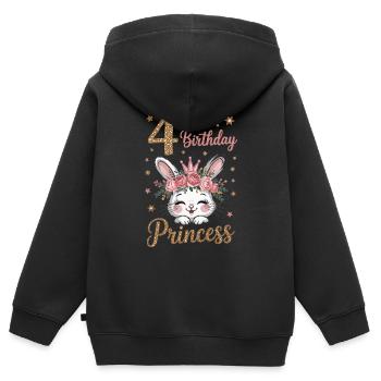 Filles 4 ans anniversaire princesse chemise - Sweat Premium à capuche zippé enfant bio - noir - Dos - AI Model Kid Male (0cm)