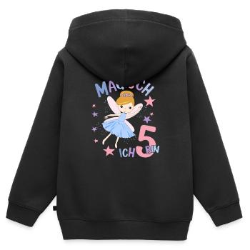 Geburtstagsshirt 5 Jahre Mädchen 5. Geburtstag Fee - Kinder Premium Organic Zip Hoodie - Schwarz - Hinten - AI Model Kid Male (0cm)