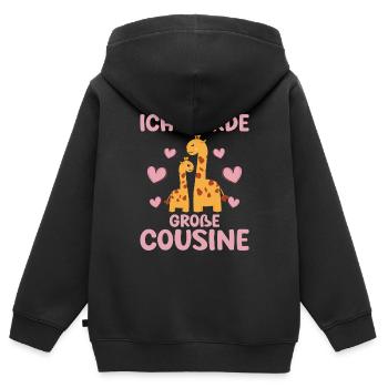 Cousine Ich werde große Cousine Baby Giraffen - Kinder Premium Organic Zip Hoodie - Schwarz - Hinten - AI Model Kid Male (0cm)