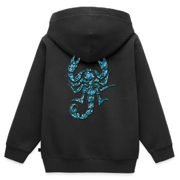 Scorpion, bleue, DD - Sweat Premium à capuche zippé enfant bio - noir - Dos - AI Model Kid Male (0cm)