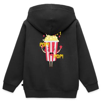 Popcorn Grignots Kino Canapé Fast Food Chips - Sweat Premium à capuche zippé enfant bio - noir - Dos - AI Model Kid Male (0cm)