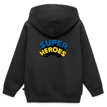 Superhelden Geschenk - Kinder Premium Organic Zip Hoodie - Schwarz - Hinten - AI Model Kid Male (0cm)