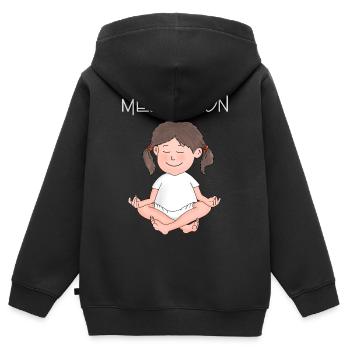 Sérénité - calme - confiance en soi - Sweat Premium à capuche zippé enfant bio - noir - Dos - AI Model Kid Male (0cm)