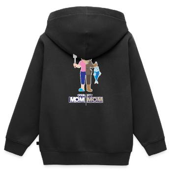 Votre maman ma maman - cadeau de pêcheur drôle de pêcheur - Sweat Premium à capuche zippé enfant bio - noir - Dos - AI Model Kid Male (0cm)
