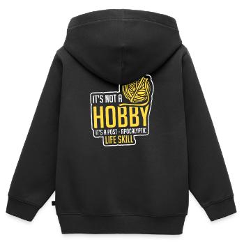 Stricken PostApocalyptic Life Skill Knitter Geschenk - Kinder Premium Organic Zip Hoodie - Schwarz - Hinten - AI Model Kid Male (0cm)
