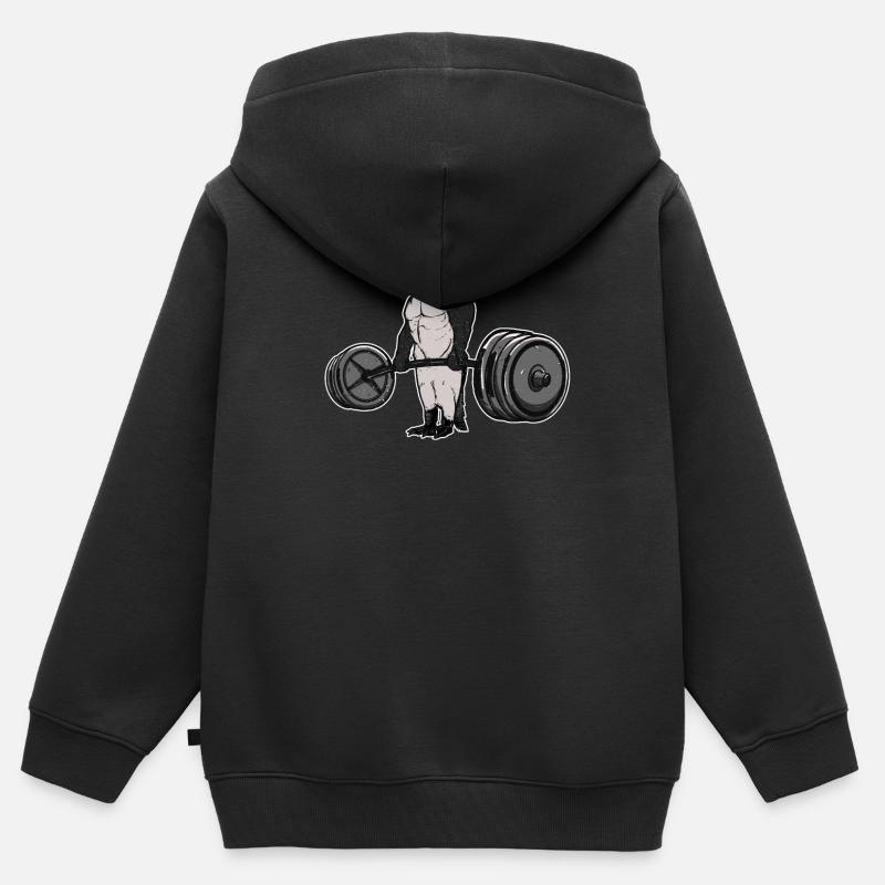 Deadlift Penguin - Drôle de gym oiseau bodybuilder cadeau - Sweat Premium à capuche zippé enfant bio - noir