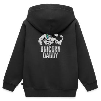 Einhorn-Vati - lustiges Fitness-Turnhallen-Regenbogen-Vati-Geschenk - Kinder Premium Organic Zip Hoodie - Schwarz - Hinten - AI Model Kid Male (0cm)