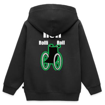 Rollstuhl - Kinder Premium Organic Zip Hoodie - Schwarz - Hinten - AI Model Kid Male (0cm)